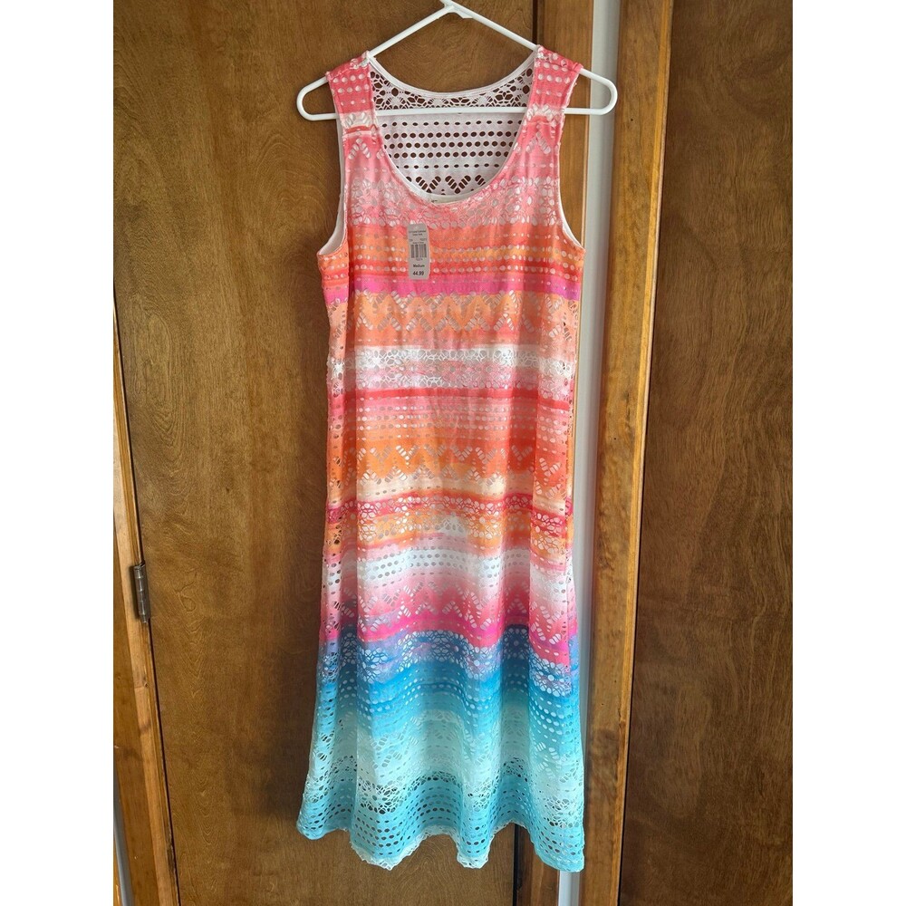 Cloth & Portrait Sleeveless Crochet Maxi Dress Sz. M NWT Sublimated Ombré